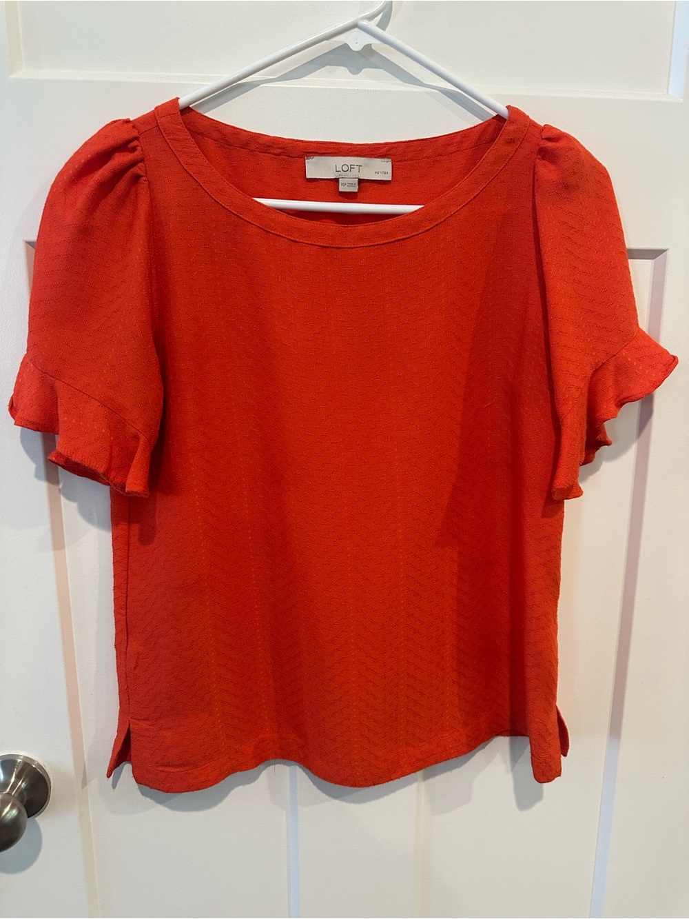 LOFT Women's Orange Flutter Sleeve Blouse
